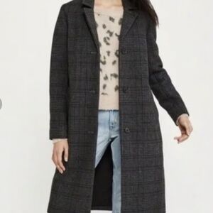 Abercrombie Wool Dad Coat in Plaid Charcoal